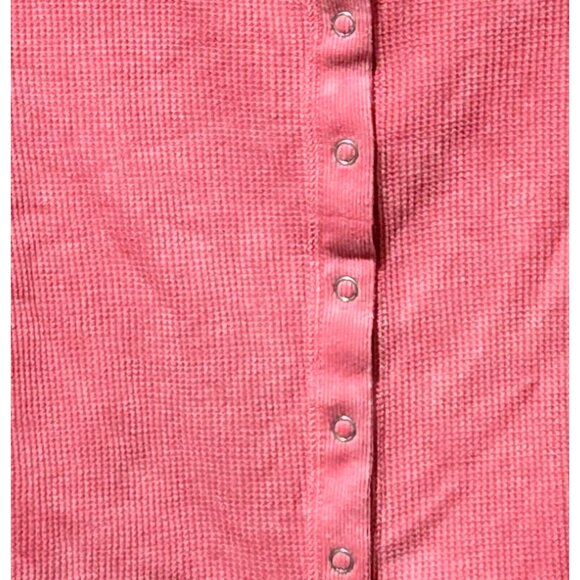 Art Class Girls' Coral Red Waffle Knit Full Snap Front LS Shirt - Picture 2 of 7